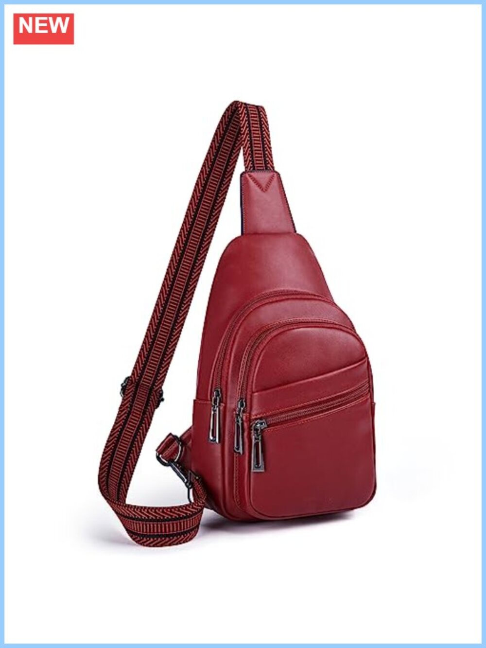 Vegan PU Leather Crossbody Sling Bag Adjustable Strap Anti Theft